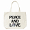 Stussy Peace AND Love Canvas Tote BAG NATURAL Stussy Peace AND Love Canvas Tote BAG NATURAL