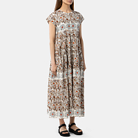 Noma t.d. Gathered Maxi Dress FLOWERS - OFF WHITE