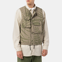 Engineered Garments Cover Vest KHAKI/OLIVE LEAF PRINT