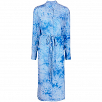 Proenza Schouler White Label TIE DYE Silk Shirt Dress BABY BLUE/COBALT