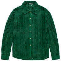 AURALEE Hand Crochet Cotton Knit Shirts GREEN