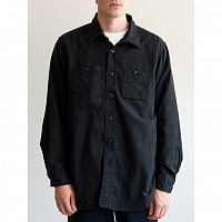 Engineered Garments Work Shirt Cotton Flannel BLACK SOLID