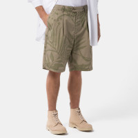Engineered Garments Sunset Short  Cotton Poplin KHAKI/OLIVE LEAF PRINT COTTON POPLIN