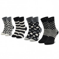 Happy Socks 4-pack Classic Black & White Socks Gift SET MULTI