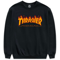 Thrasher Flame Logo Crew BLACK