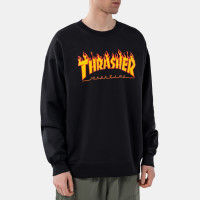Thrasher Flame Logo Crew BLACK