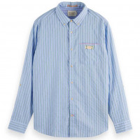 Scotch & Soda Double-face Stripe Shirt With Sleeve Roll-up BLUE/MULTI STRIPE