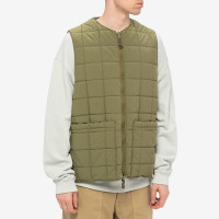 YOKE Quilting Padded Vest OLIVE YELLOW
