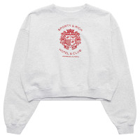 Sporty & Rich Hotel Flocked Cropped Crewneck Heather Gray