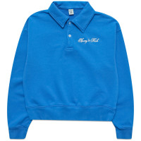 Sporty & Rich Cursive Logo Embroidered Polo ROYAL BLUE