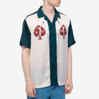 DAZE BAD Lightning Bowling Shirt WHITE/EMERALD