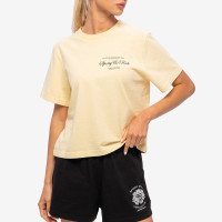 Sporty & Rich Script Logo Cropped T Shirt Almond/Black