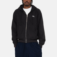 Stussy Stock Logo ZIP Hood WASHED BLACK
