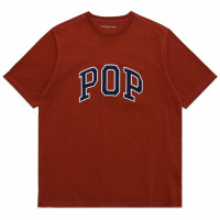 Pop Trading Company Arch T-shirt FIRED BRICK/NAVY