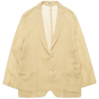 AURALEE Wool Recycle Polyester Leno Sheer Jacket YELLOW KHAKI