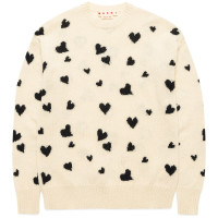 MARNI Heart Intarsia Roundneck Sweater TALC